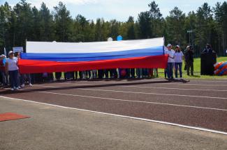 Открытие в поселке Абан стадиона имени Олимпийского чемпиона по греко-римской борьбе А.В. Шумакова 29 августа 2020г